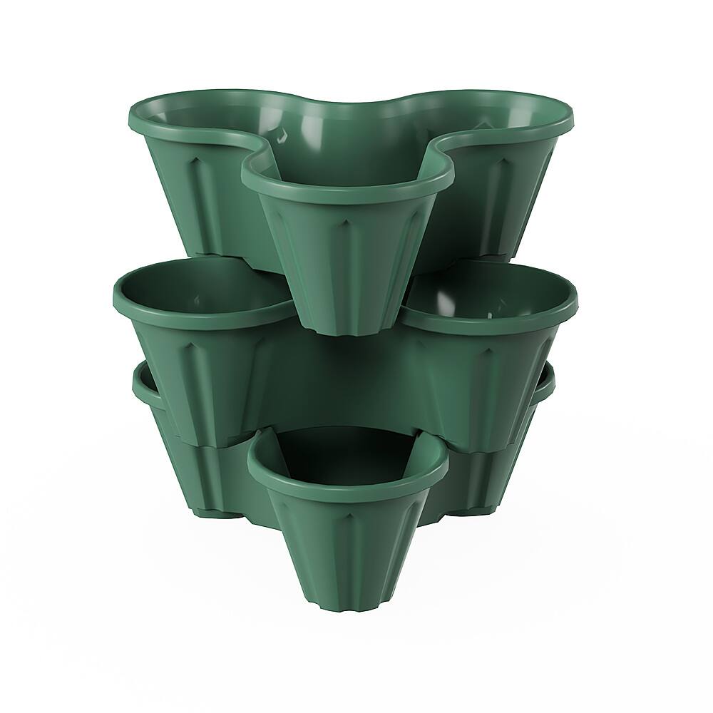 Nature Spring 3-Tier Stacking Planter Tower, Green Hunter Greeen ...