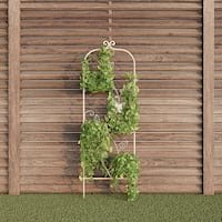 Garden Trellis-For Climbing Plants- 46-Inch White Decorative Leafy Vine & Butterfly Metal Panel by Nature Spring - Antique White - Alt_View_Standard_11