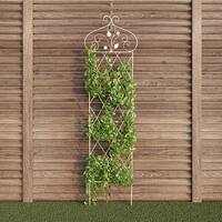 Garden Trellis- For Climbing Plants- 63” Decorative Lattice Metal Panel by Nature Spring - Antique White - Alt_View_Standard_11