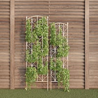 Garden Trellis- For Climbing Plants-Set of 2- Metal Panels with Decorative Scrolls by Nature Spring (White) - Antique White - Alt_View_Standard_11