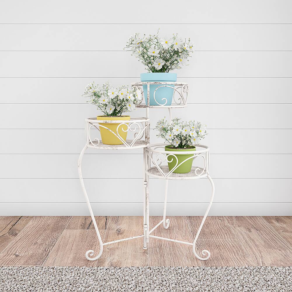 3Tier Indoor or Outdoor Folding Wrought Iron Metal Home and Garden Display with Staggered