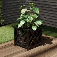 Square Planter Box- Black Lattice Container for Flowers & Plants Outdoor Pot by Nature Spring - Black - Alt_View_Standard_11