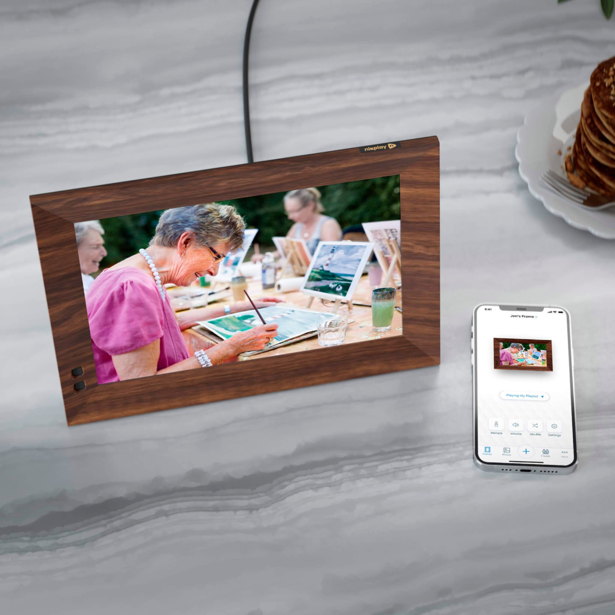 Left View: Nixplay - Smart Photo Frame 10.1-inch - Brown