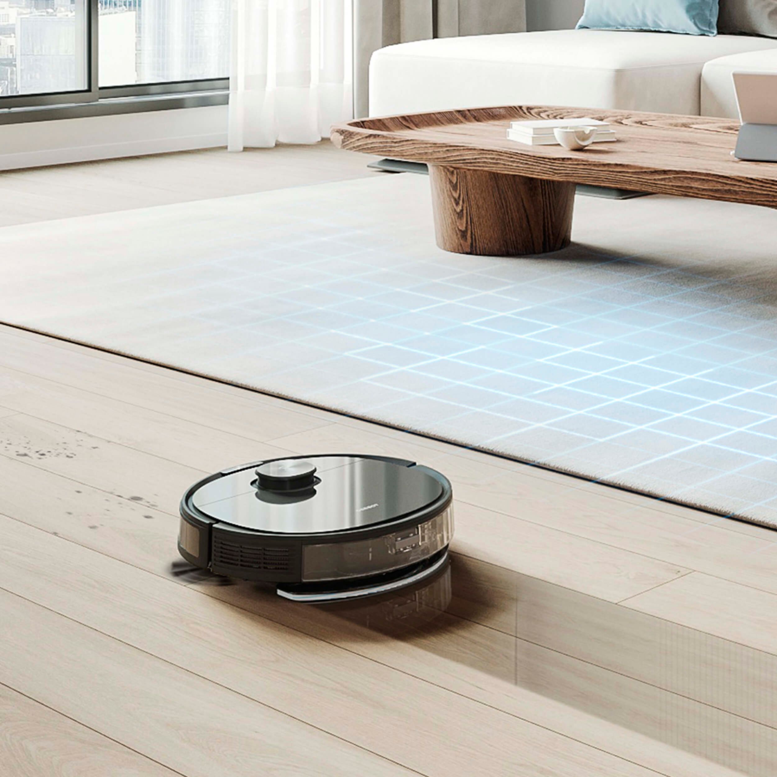 Left View: ECOVACS Robotics - DEEBOT N8+ Vacuum & Mop Robot with Advanced Laser Mapping and Auto-Empty Station - Black