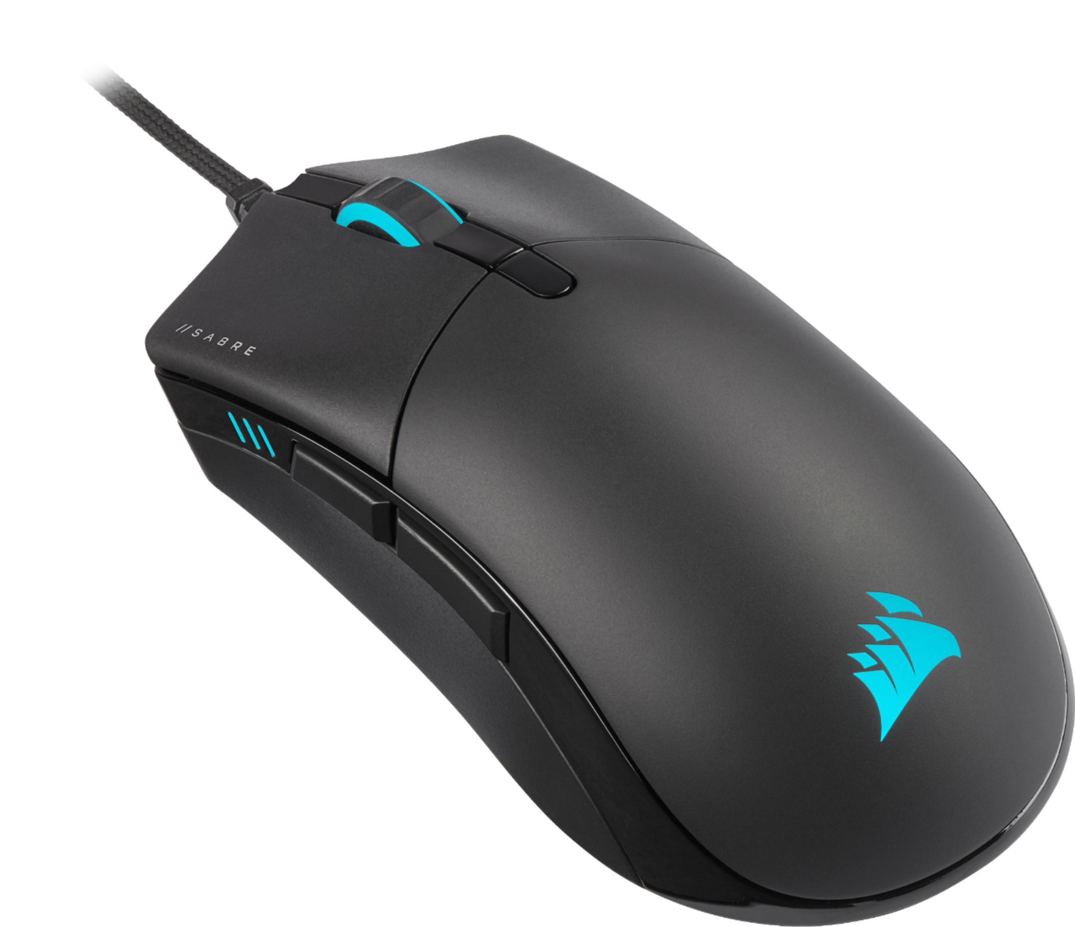 Angle View: CORSAIR - CHAMPION SERIES SABRE RGB PRO Lightweight Wired Optical Gaming Mouse with 69g Ultra-lightweight design - Black