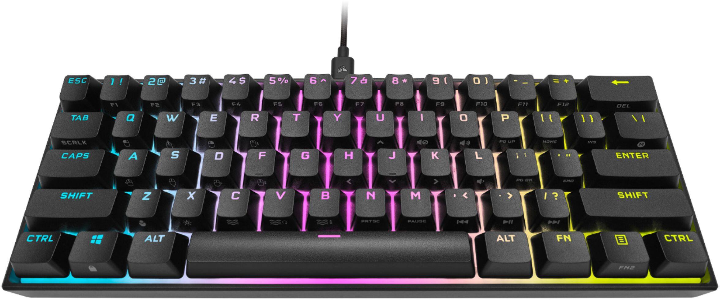 Alt View 11. CORSAIR - K65 RGB Mini Wired 60% Mechanical Cherry MX SPEED Linear Switch Gaming Keyboard with PBT Double-Shot Keycaps - Black.