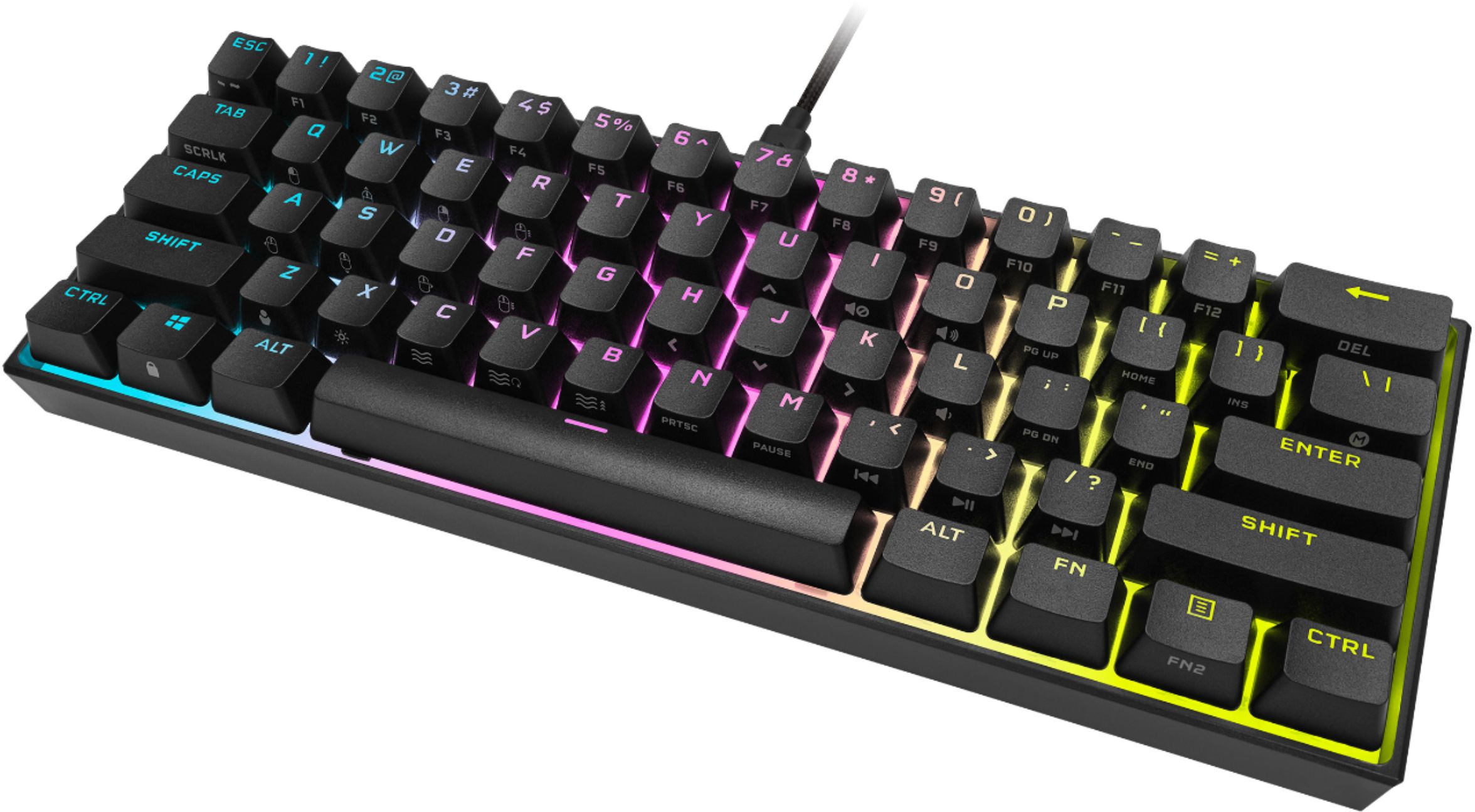 CORSAIR - K65 RGB Mini Wired 60% Mechanical Cherry MX SPEED Linear Switch  Gaming Keyboard with PBT Double-Shot Keycaps - Black