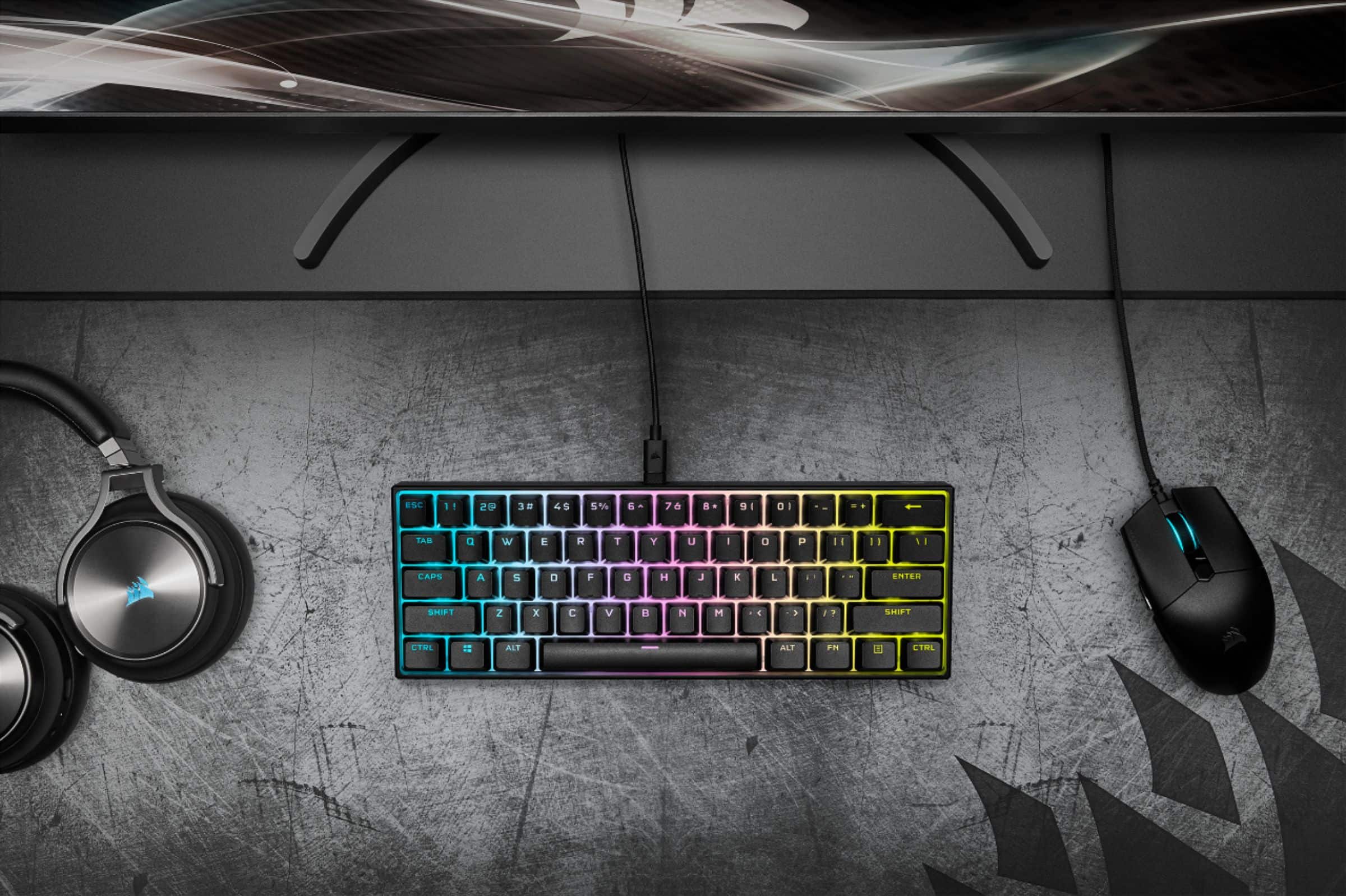 Alt View 18. CORSAIR - K65 RGB Mini Wired 60% Mechanical Cherry MX SPEED Linear Switch Gaming Keyboard with PBT Double-Shot Keycaps - Black.
