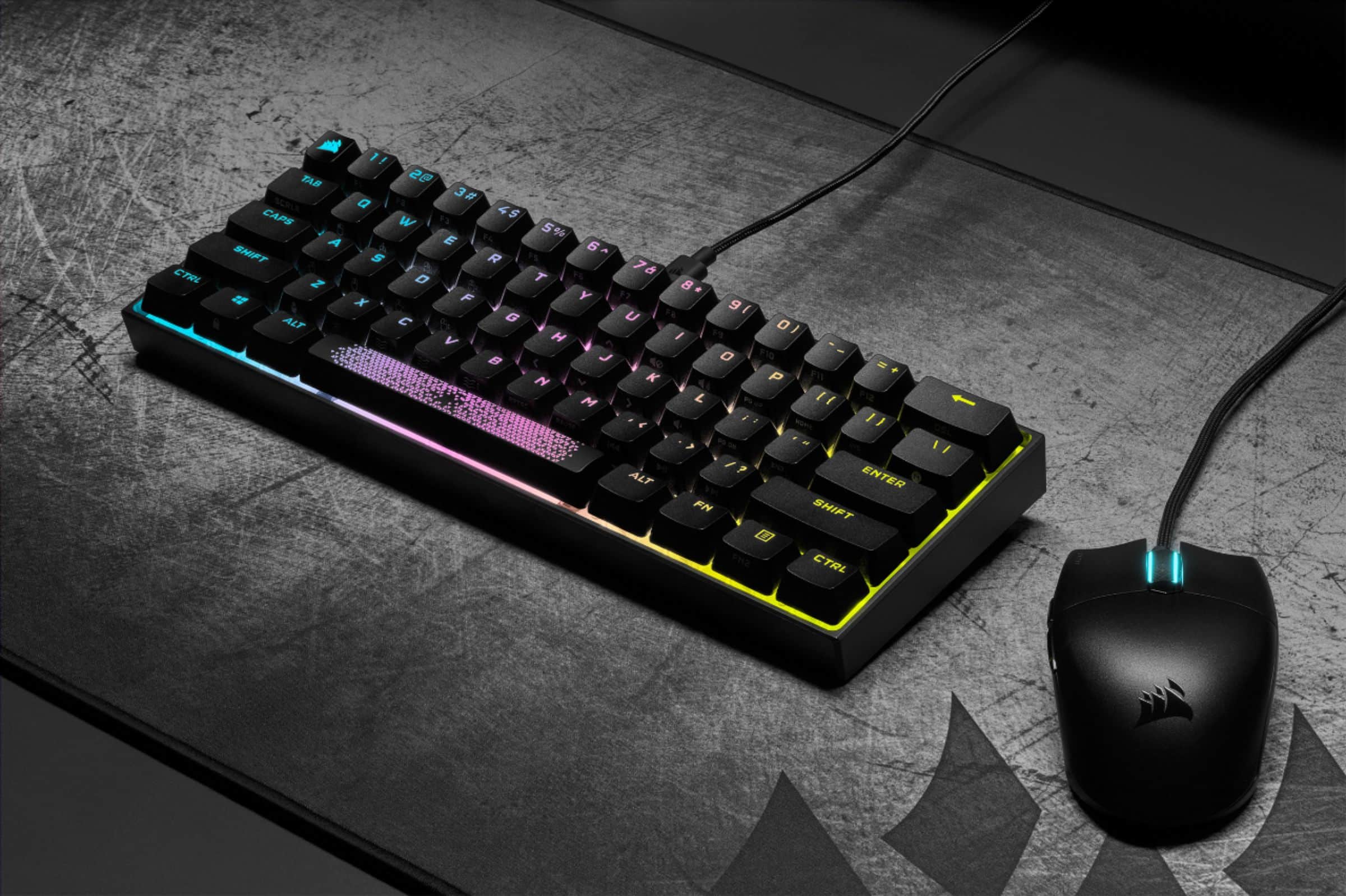 Alt View 20. CORSAIR - K65 RGB Mini Wired 60% Mechanical Cherry MX SPEED Linear Switch Gaming Keyboard with PBT Double-Shot Keycaps - Black.