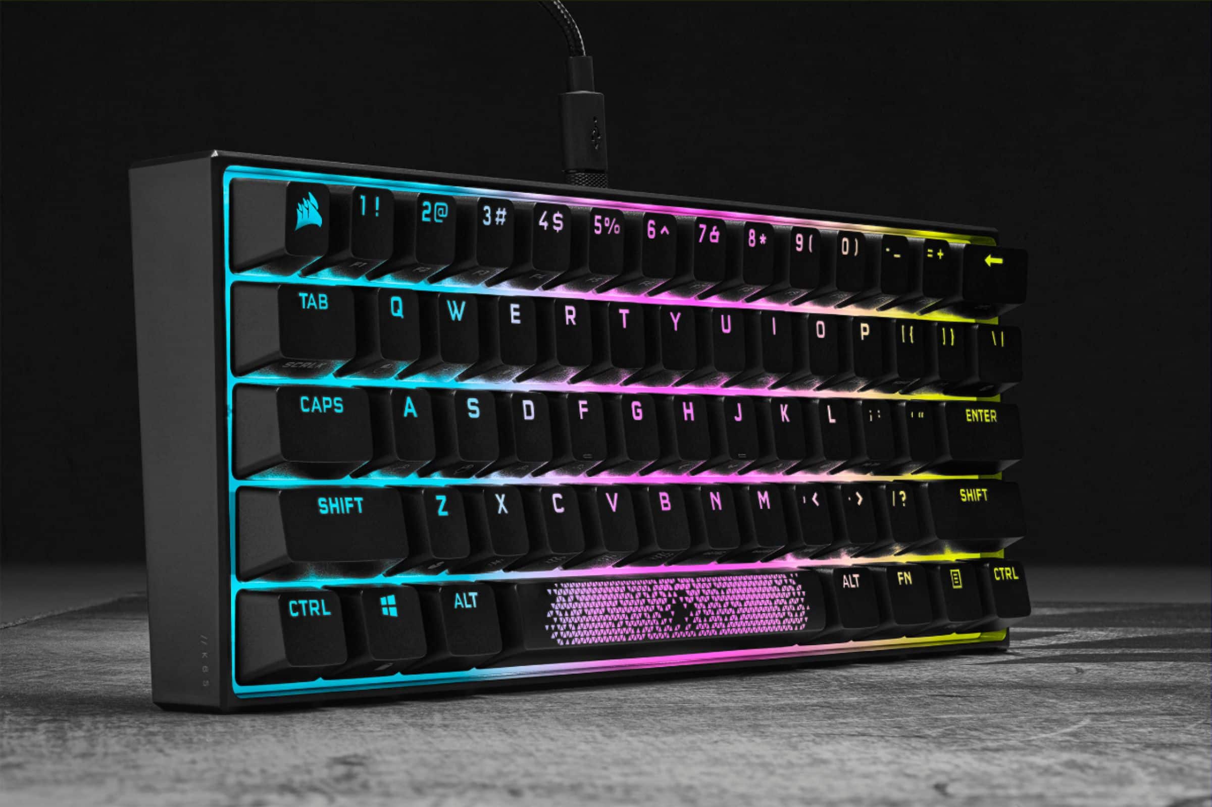 Alt View 21. CORSAIR - K65 RGB Mini Wired 60% Mechanical Cherry MX SPEED Linear Switch Gaming Keyboard with PBT Double-Shot Keycaps - Black.
