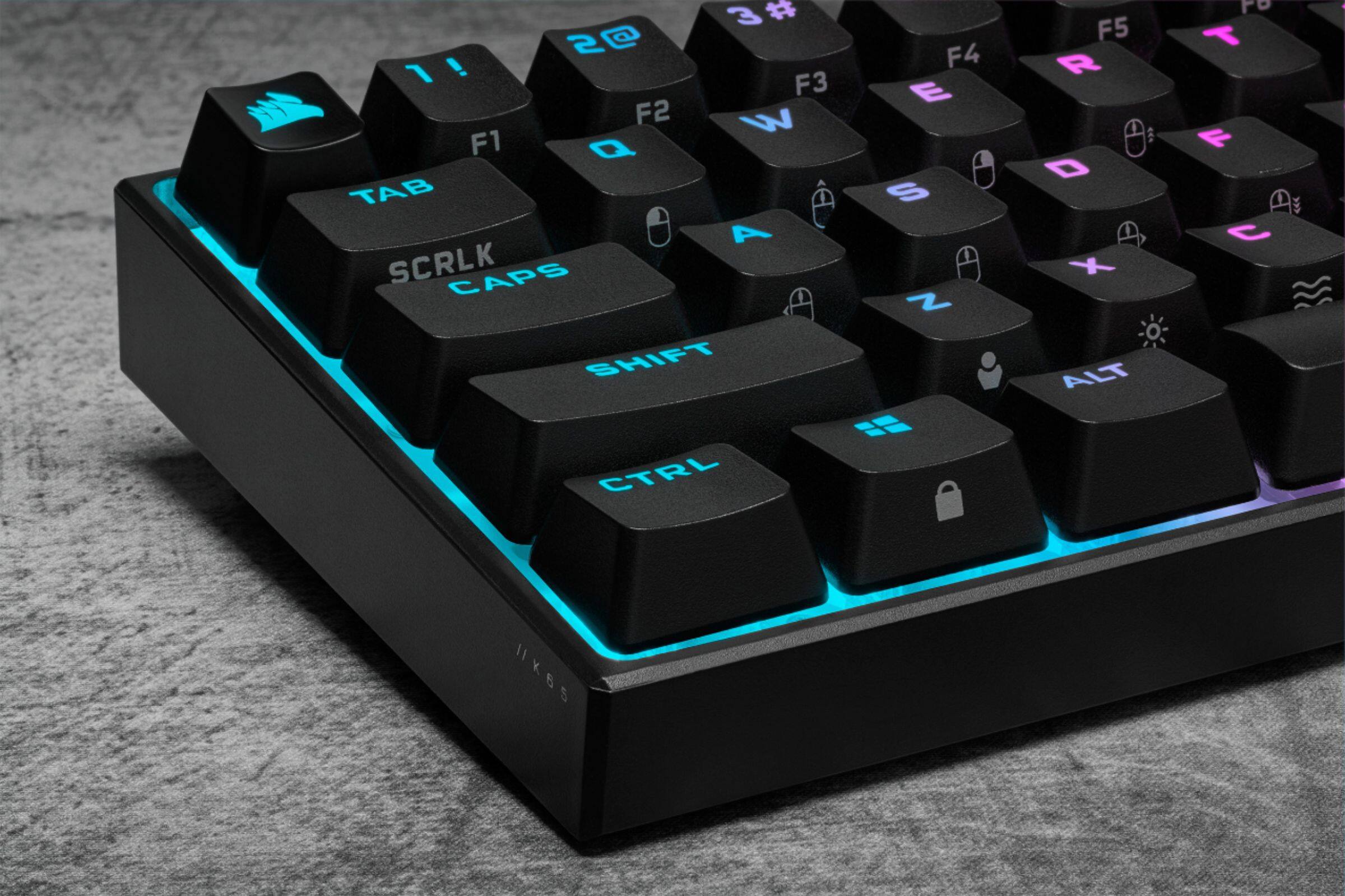 Alt View 24. CORSAIR - K65 RGB Mini Wired 60% Mechanical Cherry MX SPEED Linear Switch Gaming Keyboard with PBT Double-Shot Keycaps - Black.