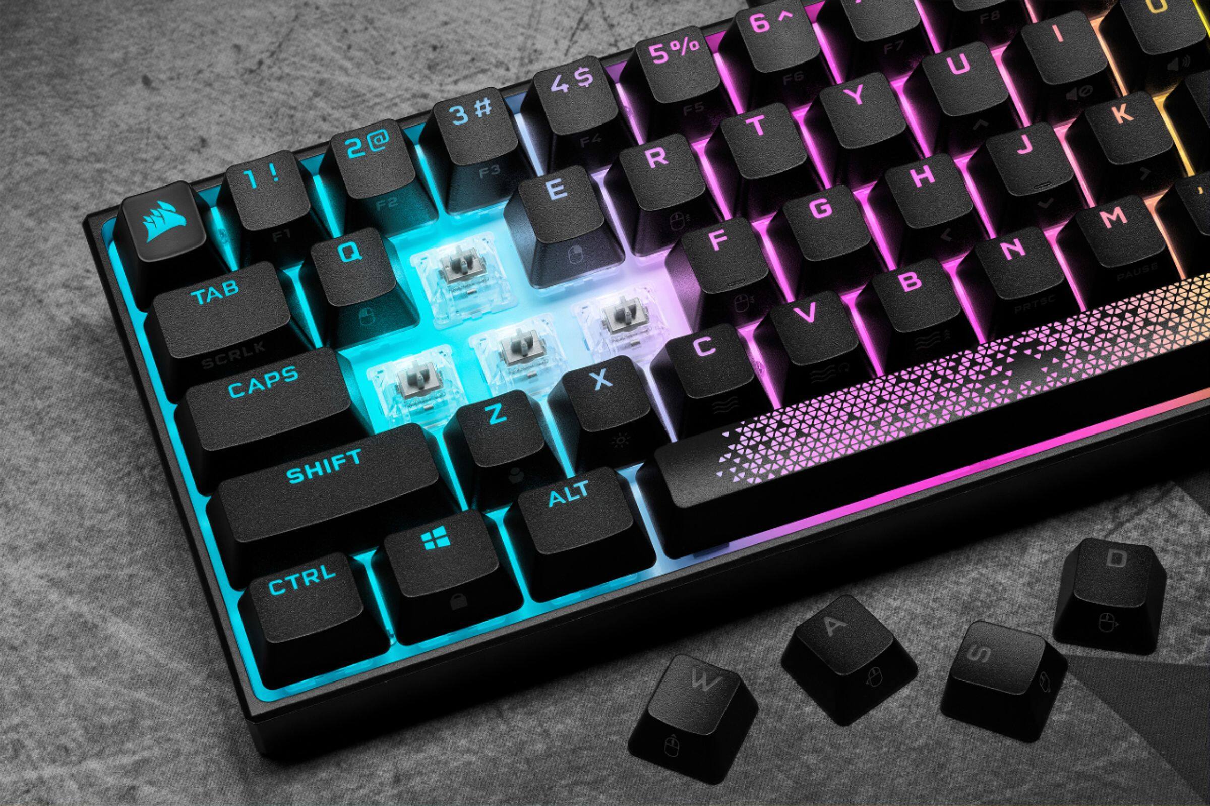 Alt View 26. CORSAIR - K65 RGB Mini Wired 60% Mechanical Cherry MX SPEED Linear Switch Gaming Keyboard with PBT Double-Shot Keycaps - Black.