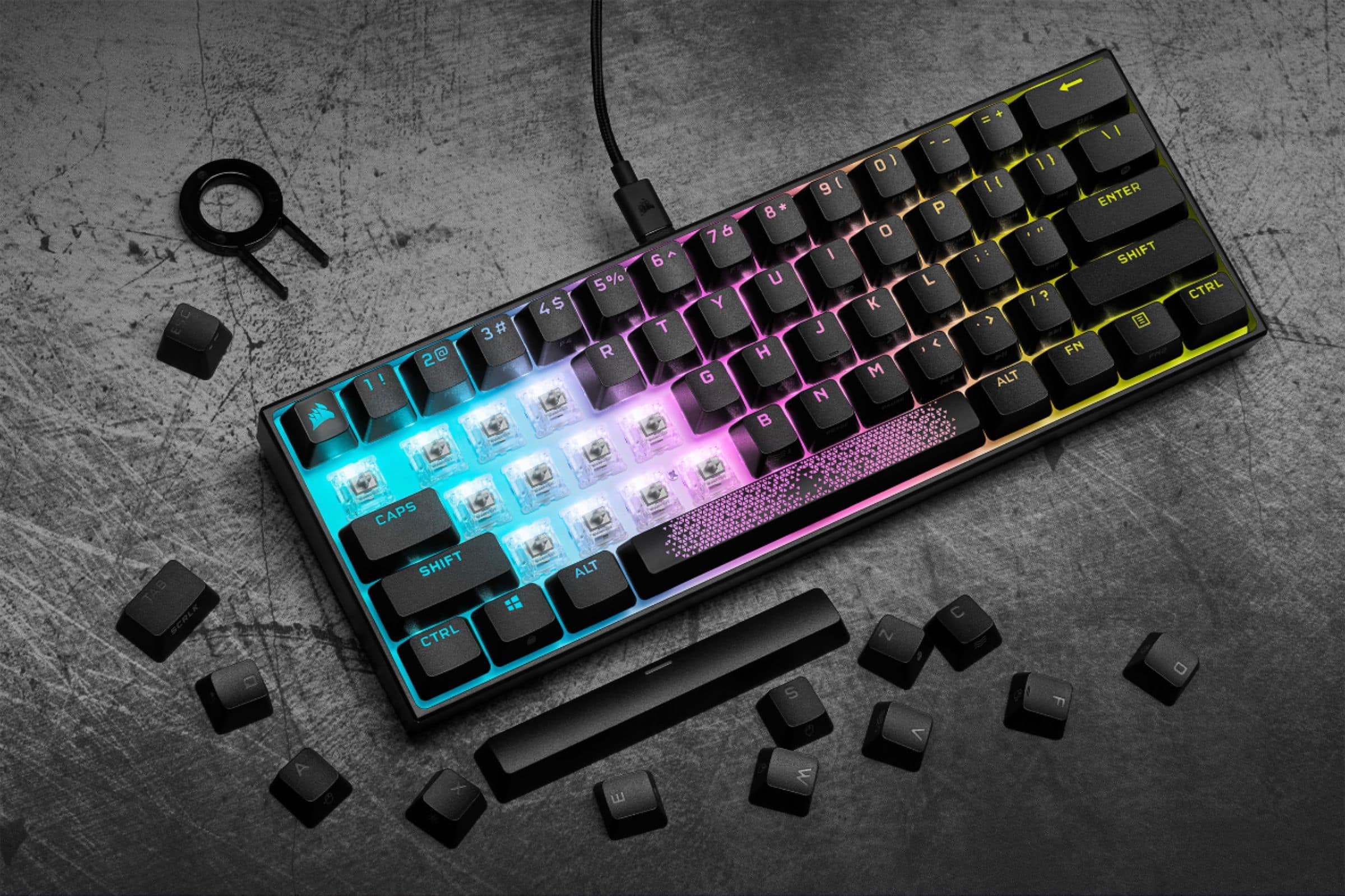 Alt View 27. CORSAIR - K65 RGB Mini Wired 60% Mechanical Cherry MX SPEED Linear Switch Gaming Keyboard with PBT Double-Shot Keycaps - Black.