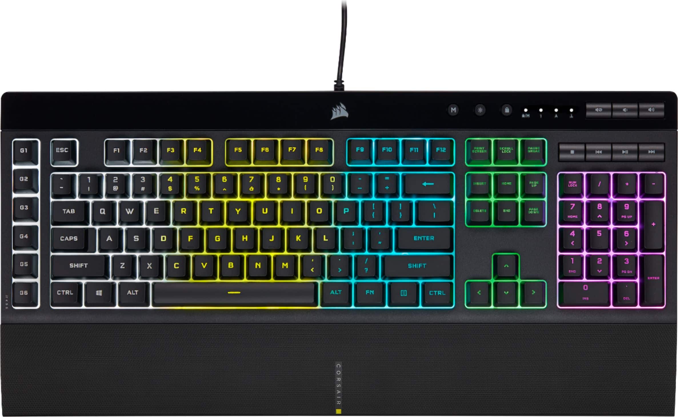 Angle. CORSAIR - K55 RGB Pro Full-size Wired Dome Membrane Gaming Keyboard with Elgato Stream Deck Software Integration - Black.