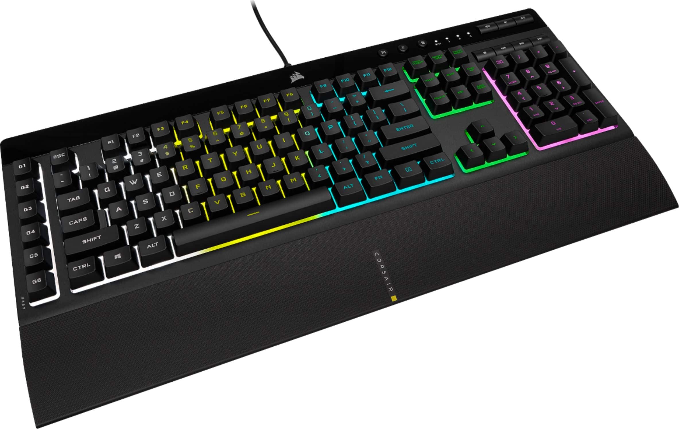 Front. CORSAIR - K55 RGB Pro Full-size Wired Dome Membrane Gaming Keyboard with Elgato Stream Deck Software Integration - Black.