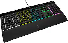 Front. CORSAIR - K55 RGB Pro Full-size Wired Dome Membrane Gaming Keyboard with Elgato Stream Deck Software Integration - Black.