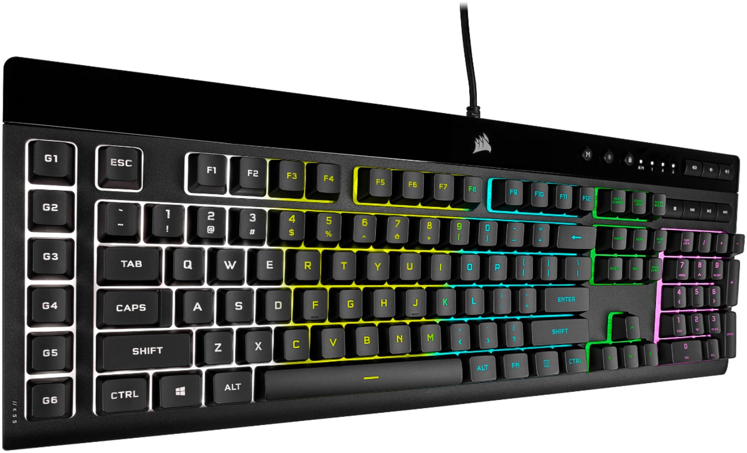 Alt View 12. CORSAIR - K55 RGB Pro Full-size Wired Dome Membrane Gaming Keyboard with Elgato Stream Deck Software Integration - Black.