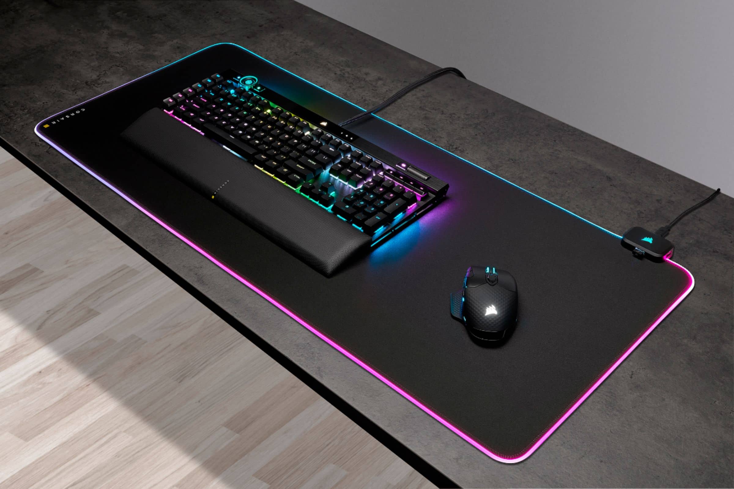 Alt View 26. CORSAIR - MM700 RGB Extended Cloth Gaming Mouse Pad - Black.