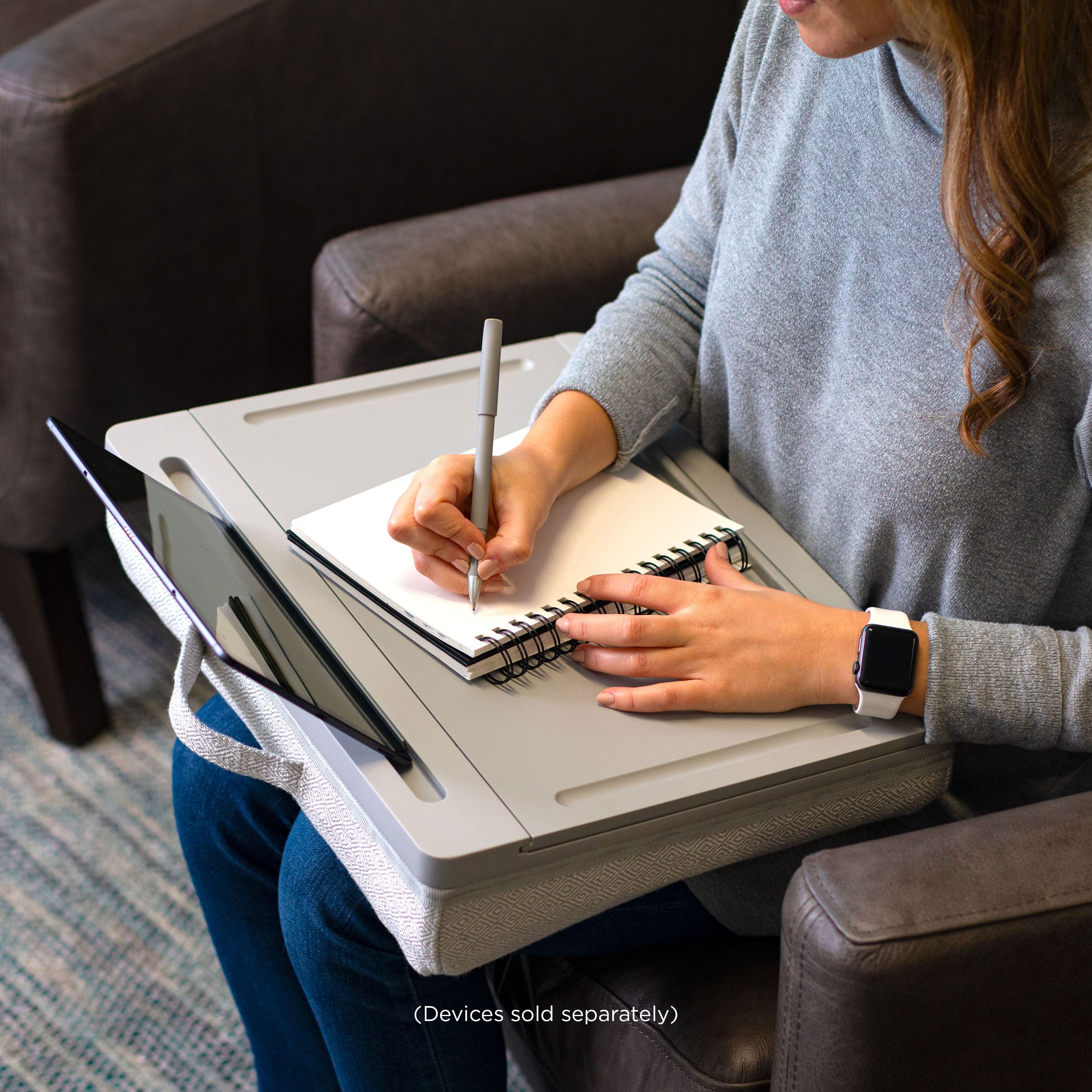 Rossie Home - Wood Lap Desk with Storage for 15.6" Laptop - Calming Gray