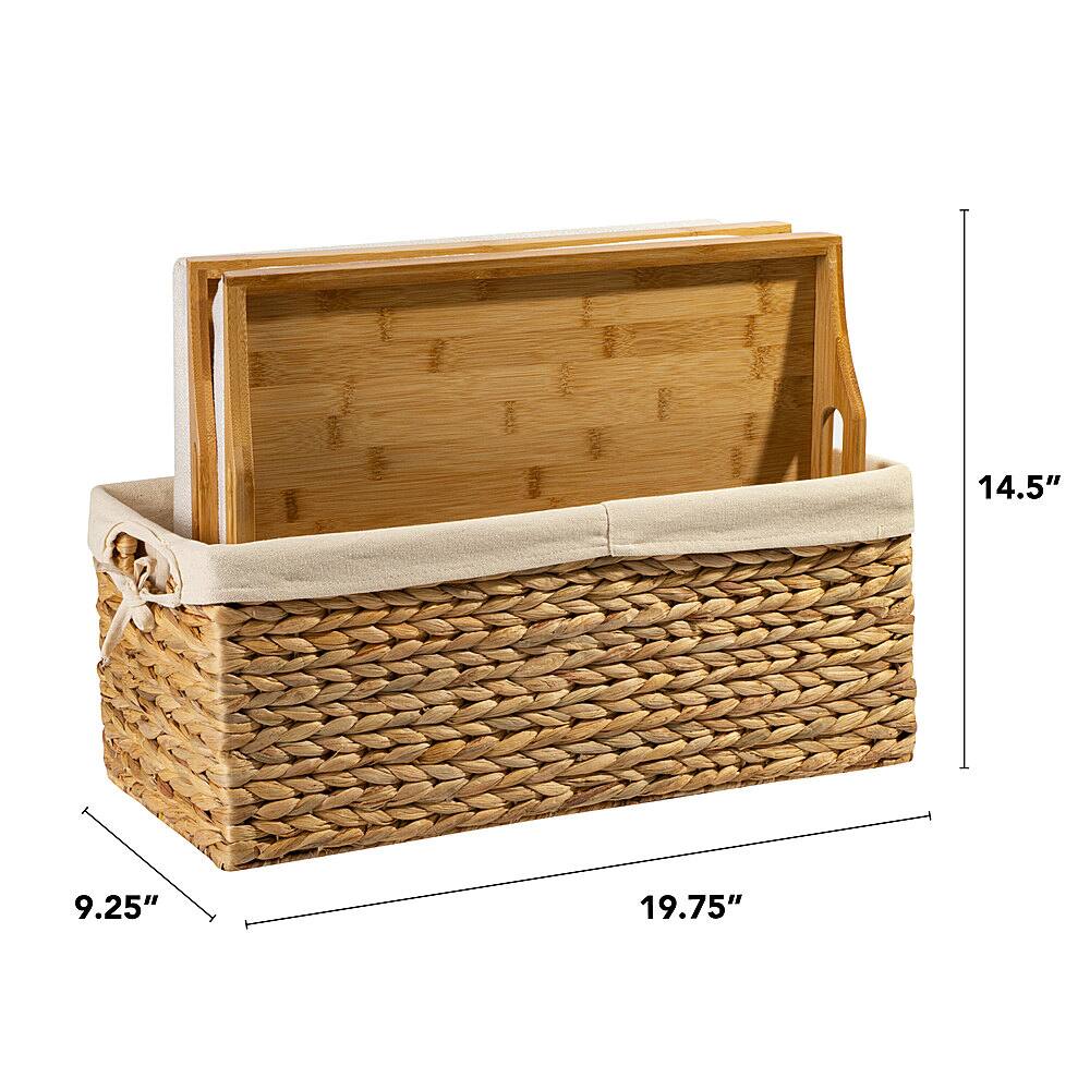 Alt View 14. Rossie Home - Lap Tray set of 2 with Basket - Natural Bamboo.