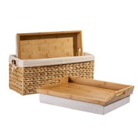 Rossie Home - Lap Tray set of 2 with Basket - Natural Bamboo - Front_Zoom