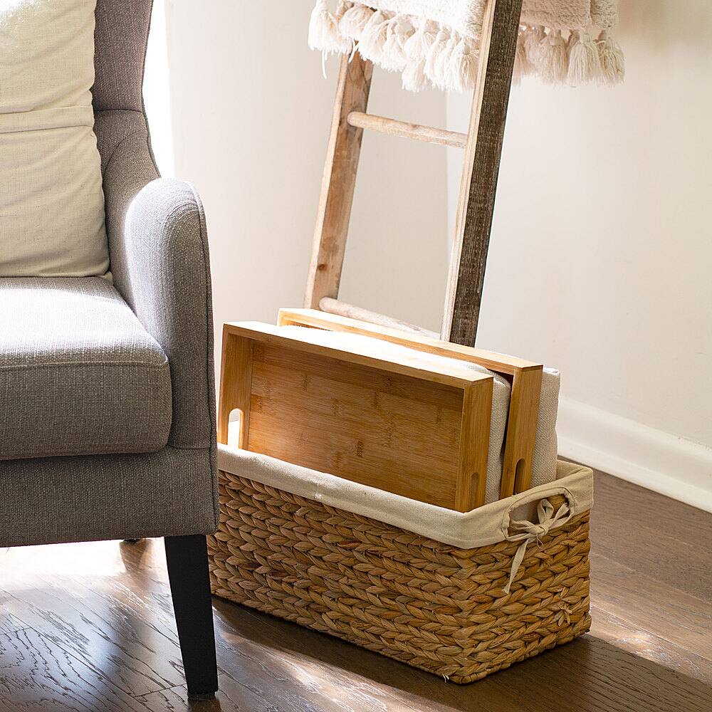 Alt View 11. Rossie Home - Lap Tray set of 2 with Basket - Natural Bamboo.