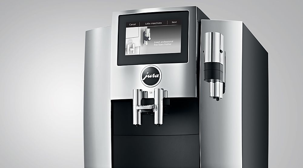 Angle View: Jura - S8 Espresso Machine with 15 bars of pressure and Milk Frother - Chrome