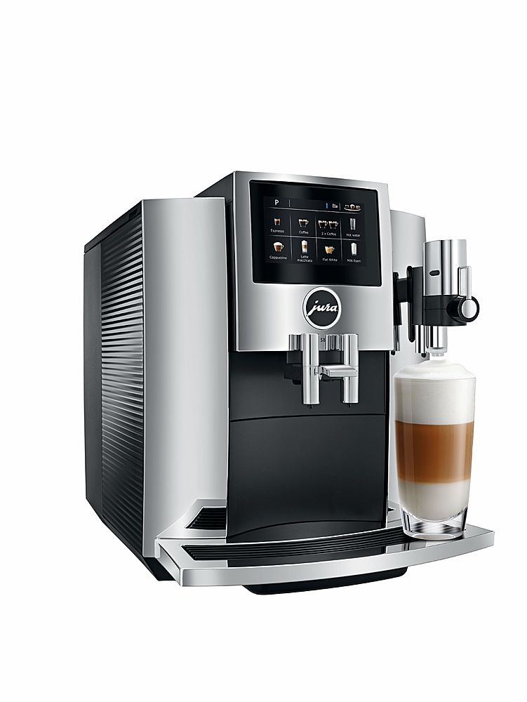 Left View: Jura - S8 Espresso Machine with 15 bars of pressure and Milk Frother - Chrome