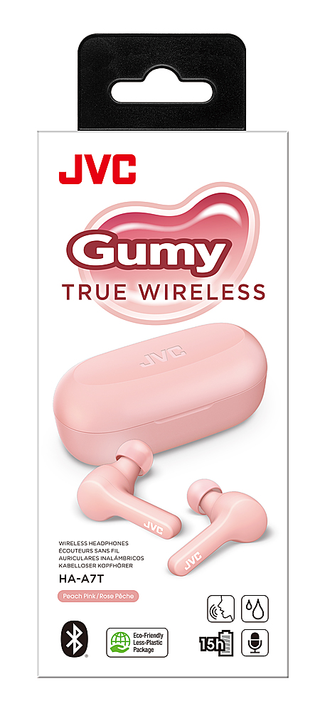 JVC Gumy Truly Wireless Earbuds Headphones, Bluetooth 5.0, Water  Resistance(IPX4), Long Battery Life (up to 15 Hours) - HAA7TP (Pink) 