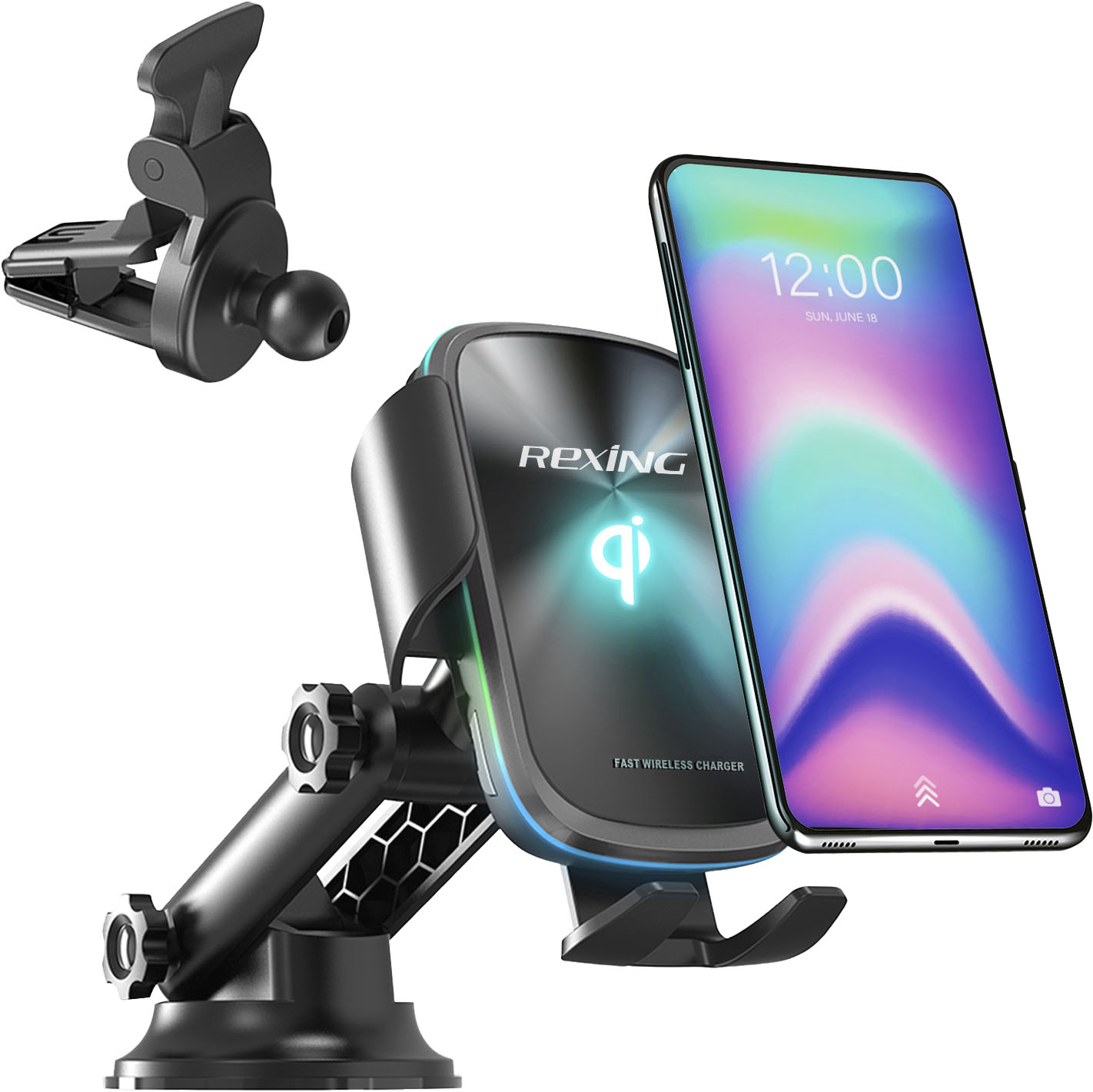 Koel Partina City Opgetild Rexing Motorized Wireless 15W/7.5W Qi Charging Car Mount for iPhone,  Android, Galaxy Smartphones Black BBYX5 - Best Buy