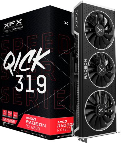 XFX - Speedster QICK 319 AMD Radeon RX 6800 16GB GDDR6 PCI Express 4.0 Gaming Graphics Card - Black
