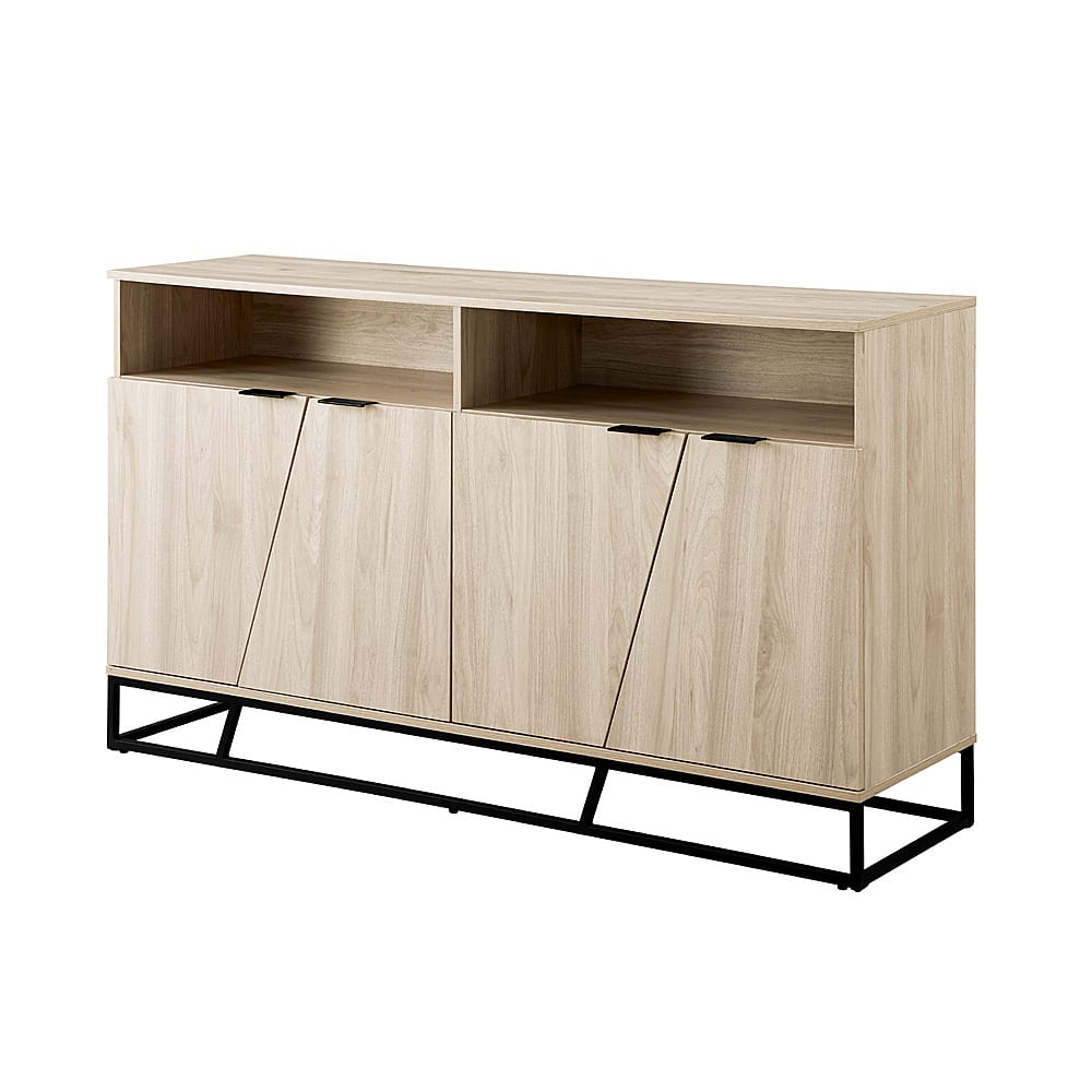 Angle View: Walker Edison - 58” Contemporary Angled Door Storage Sideboard - Birch