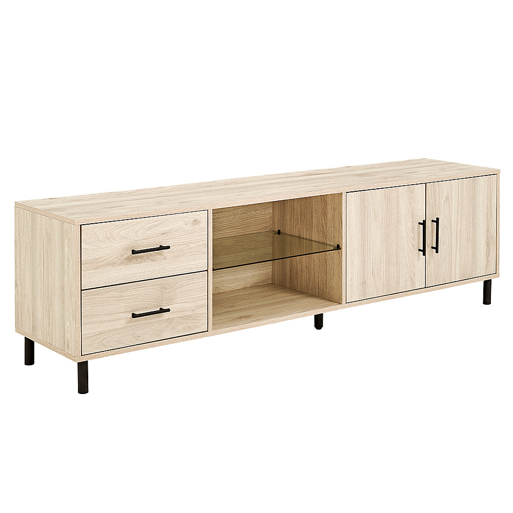 Left View: Walker Edison - Modern Low Profile TV Console for TV's up to 80" - Birch