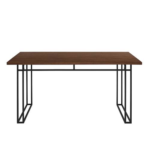 Walker Edison - 60” Modern Metal and Wood Veneer Dining Table - Walnut