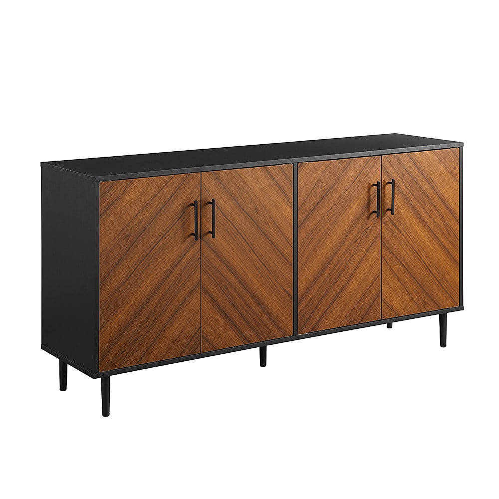 Left. Walker Edison - 58” Mid Century Modern Faux Bookmatch Buffet - Acorn Bookmatch / Solid Black.