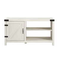 Walker Edison - Farmhouse Barn Door TV Stand for TVs up to 50” - Brushed White - Front_Zoom