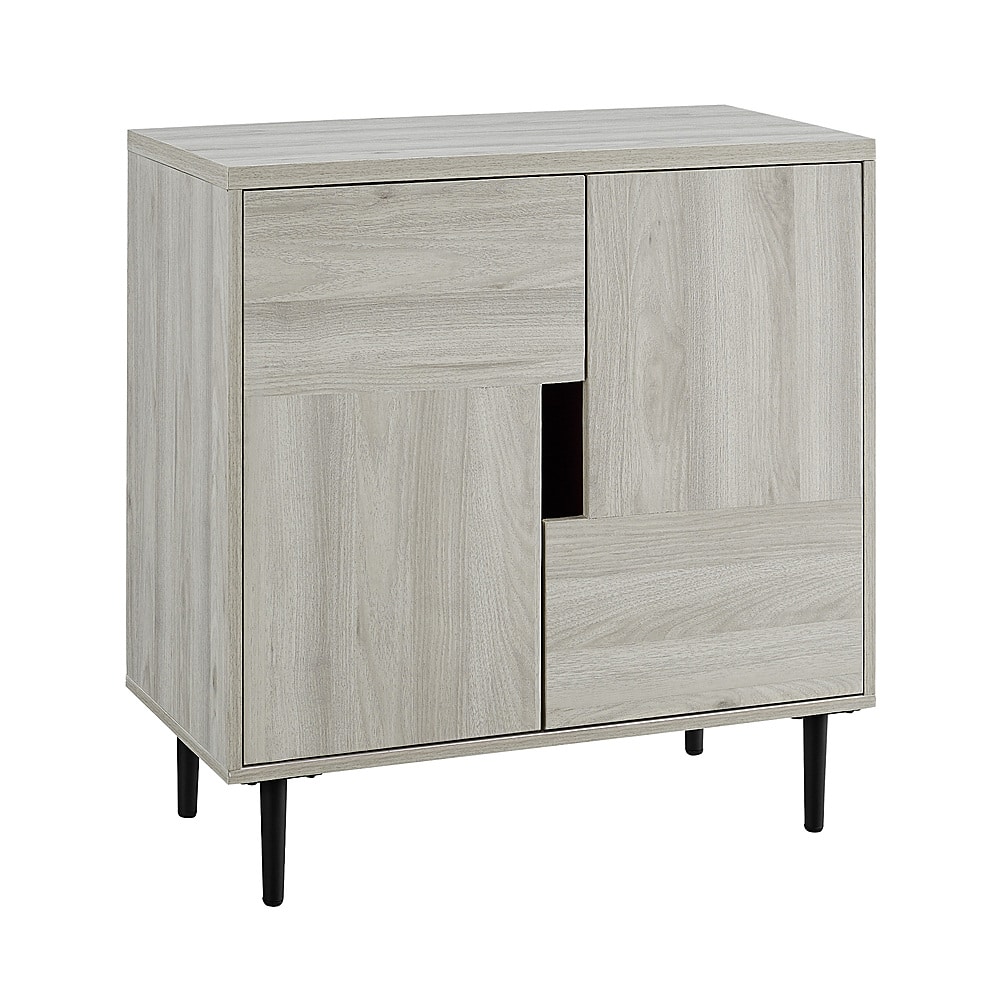 Left View: Walker Edison - 30" Contemporary Accent Cabinet - Birch/Magenta Interior