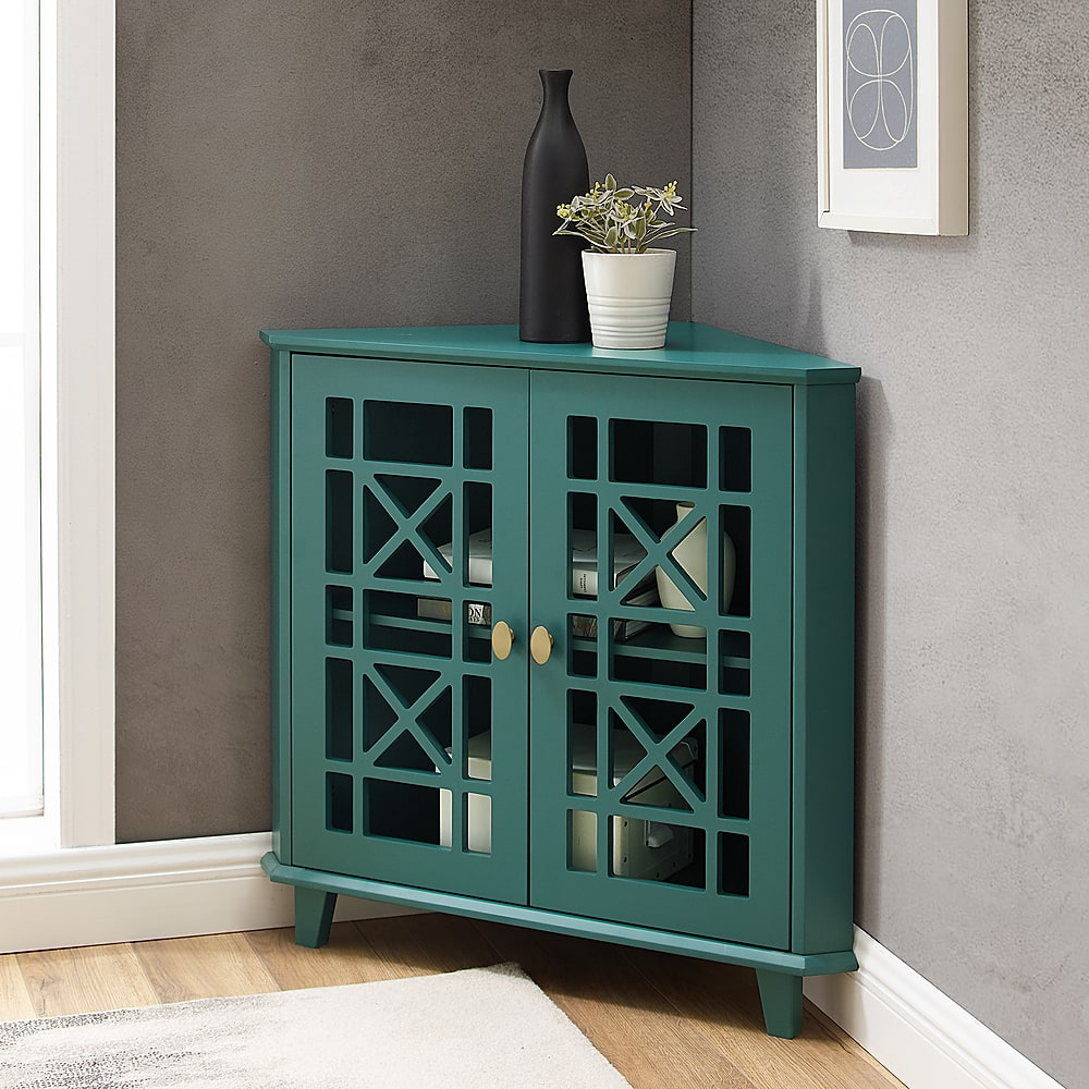 Best Buy: Walker Edison 32” Classic Fretwork Corner Storage Cabinet ...