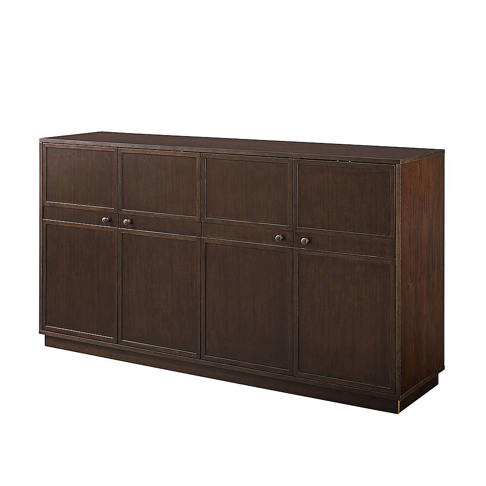 Angle View: Walker Edison - 62" Transitional Framed 4 Door Sideboard - Dark Brown Oak