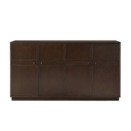 Walker Edison - 62" Transitional Framed 4 Door Sideboard - Dark Brown Oak