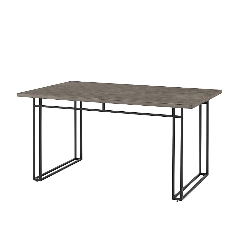 Angle View: Walker Edison - 60” Modern Metal and Wood Veneer Dining Table - Grey Hickory