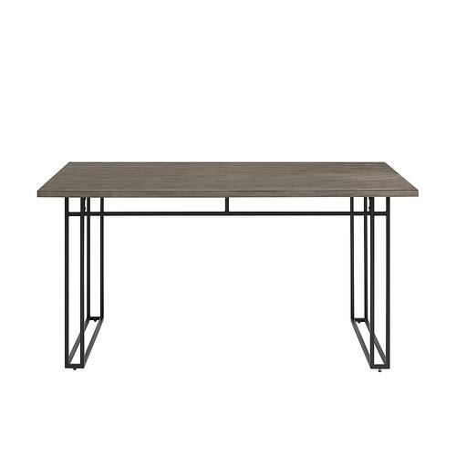 Walker Edison - 60” Modern Metal and Wood Veneer Dining Table - Grey Hickory