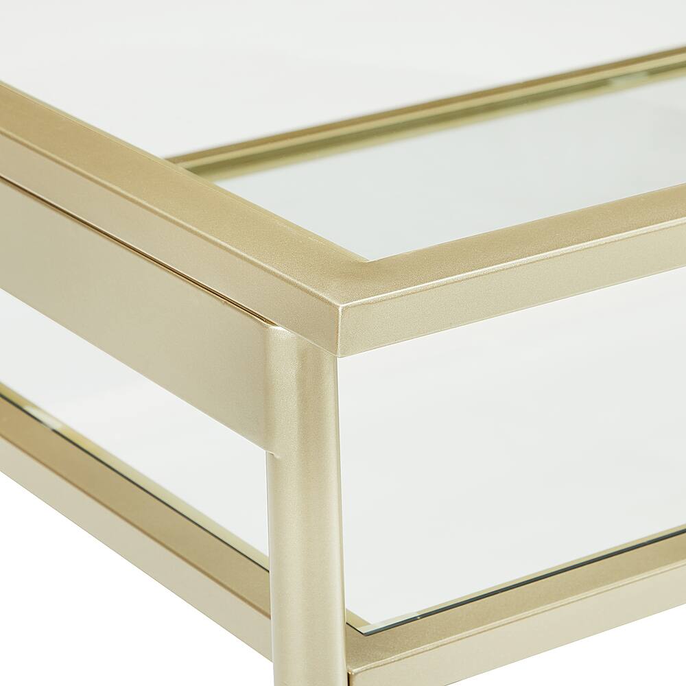 Best Buy: Walker Edison 42” Modern 2 Tier Glass Top and Metal Coffee ...