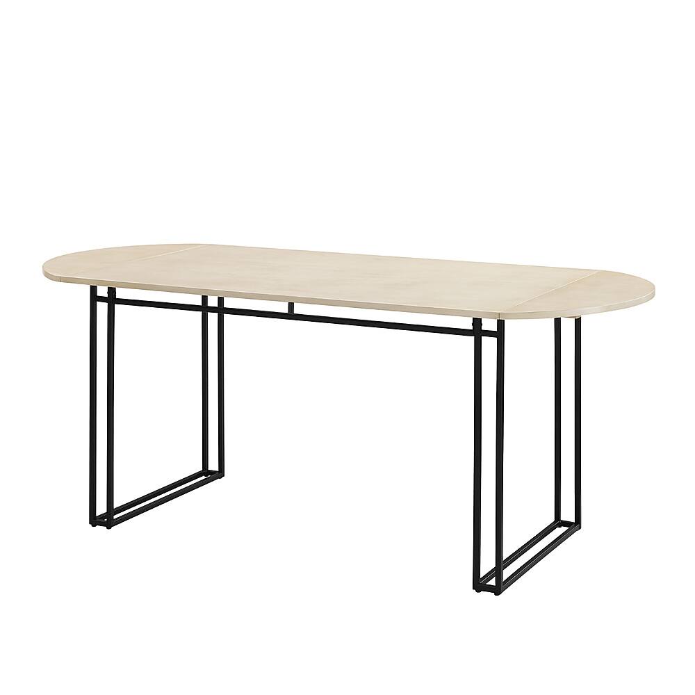 Angle View: Walker Edison - 72" Modern Oval Drop Leaf Dining Table - Birch