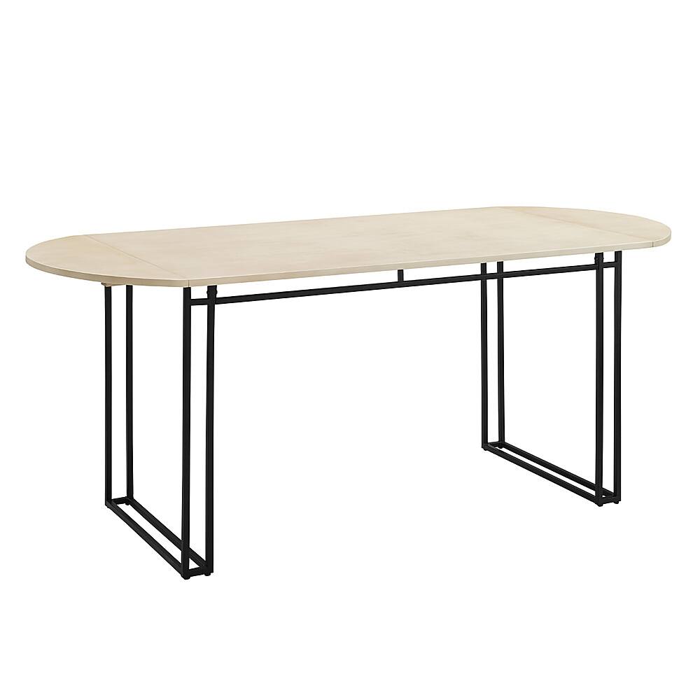 Left View: Walker Edison - 72" Modern Oval Drop Leaf Dining Table - Birch