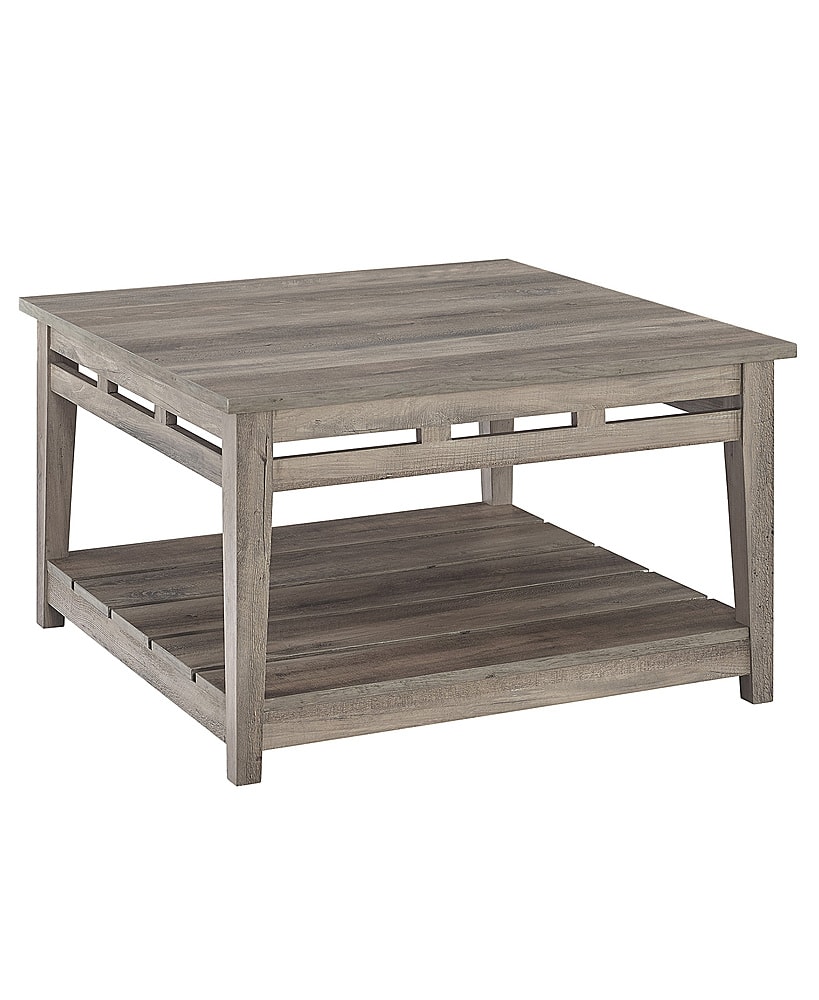 Angle View: Walker Edison - 30" Cottage Square Coffee Table - Grey Wash