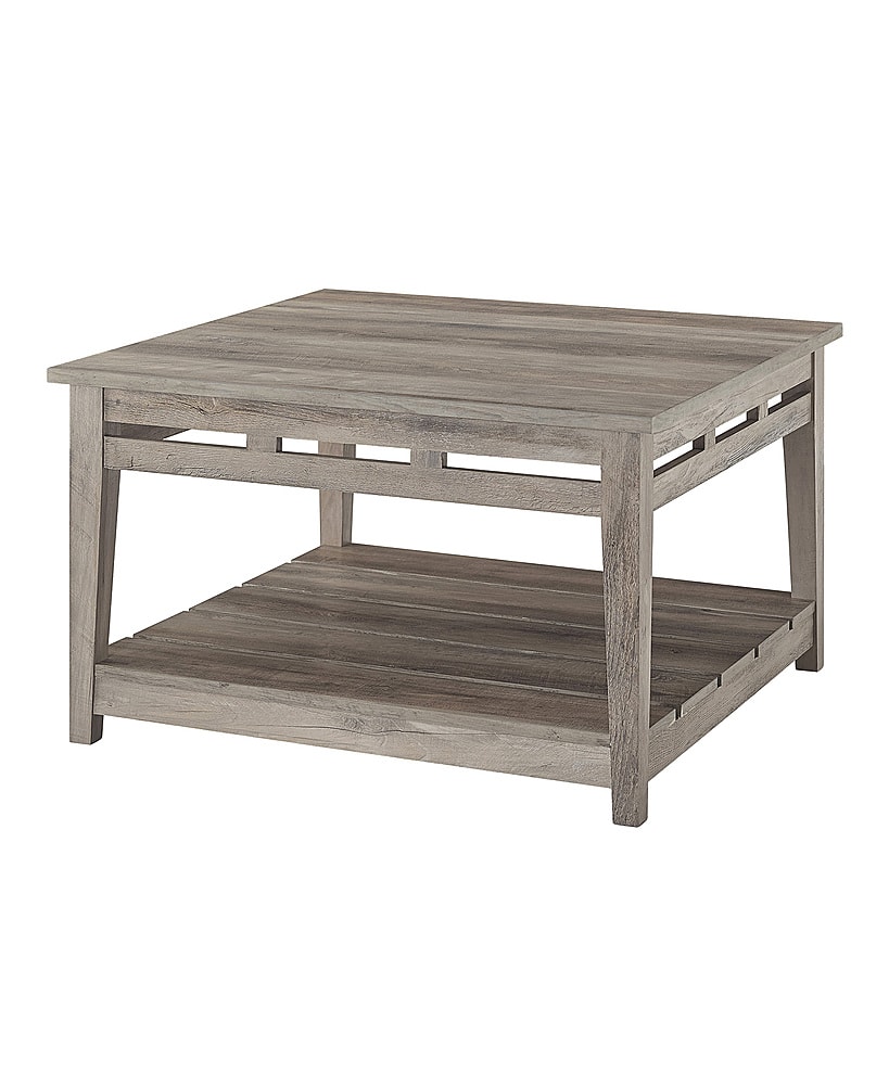 Left View: Walker Edison - 30" Cottage Square Coffee Table - Grey Wash