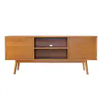 Walker Edison - Modern 2 Door TV Console for TV's up to 65" - Caramel - Front_Zoom