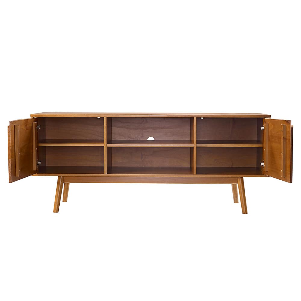 Left View: Walker Edison - Modern 2 Door TV Console for TV's up to 65" - Caramel