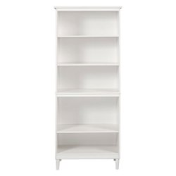 Walker Edison - 70" Tall Modern 4 Shelf Wood Bookcase - White - Front_Zoom